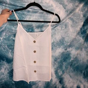White tank/cami with shell buttons